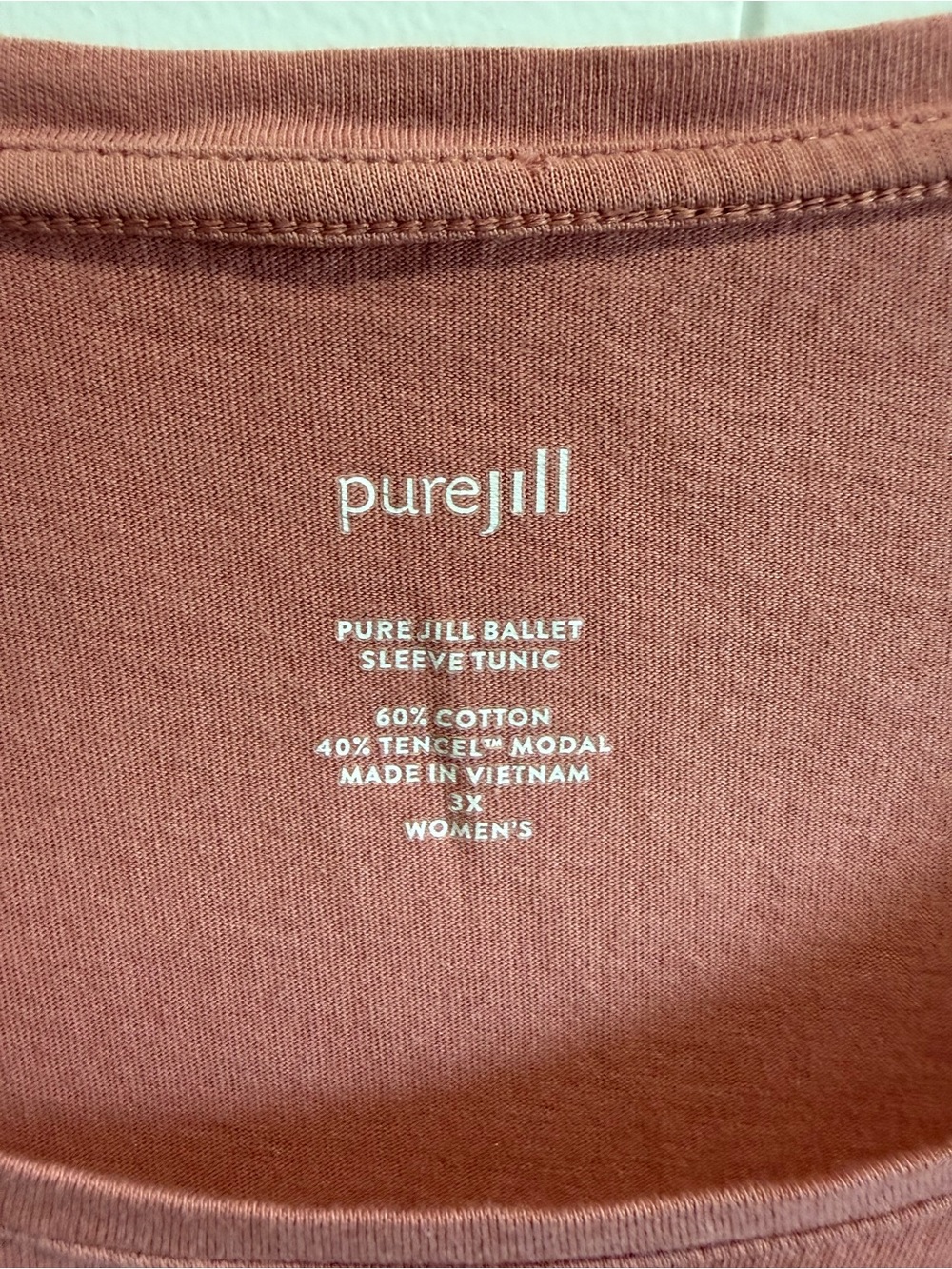 Pure Jill Scoop Neck "Ballet Sleeve Tunic" in Dusty Rose Pink - basic top - Picture 3 of 5